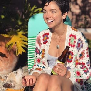 Ivory Multicolor Boho Crochet Cardigan